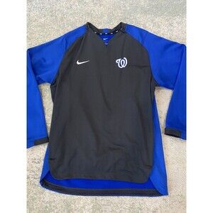 Nike Pullover Washington Nationals Fleece-Lined Jacket Gray Blue Men’s Large